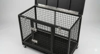 Premium Heavy Duty Steel Dog Crate with Double Doors, Locking Wheels & Removable Tray | Industrial Powder-Coated Large