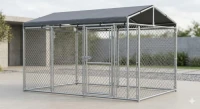 Premium Outdoor Walk-In Dog Kennel with Galvanized Steel Frame & Waterproof Roof Cover | Heavy Duty Chain Link Pet Encl