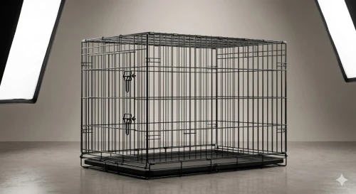 Premium Foldable Steel Dog Crate with Double Doors & Removable Tray | Portable Collapsible Powder-Coated Pet Cage 42" x