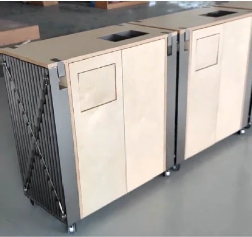 Custom Stainless Steel Retail Trash Bin with Marine Board Panels