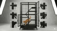 Premium Multi-Level Indoor Cat Cage with 4 Tiers, Climbing Ladders & Removable Tray | Heavy Duty Steel Pet Enclosure 36
