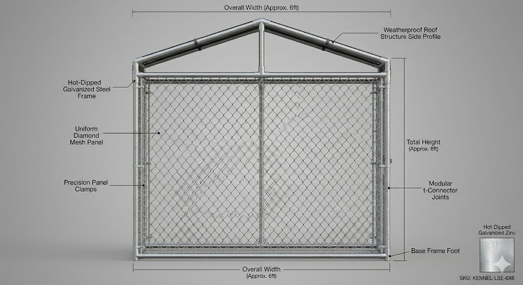 Premium Outdoor Walk-In Dog Kennel with Galvanized Steel Frame & Waterproof Roof Cover | Heavy Duty Chain Link Pet Encl